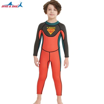 

UV Protection Thermal Swimsuit 90cm-145cm Girls Boys Yellow Kid's Wetsuit 2.5mm Neoprene Keep Warm For Diving Swimming Canoeing