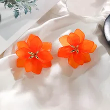 Модные серьги с большим цветком, элегантные женские ювелирные изделия, подарок, цветные серьги в виде лепестков, серьги-гвоздики, ювелирное изделие в подарок