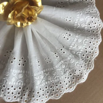 

5Yards/lot Width 12cm White100% Cotton Embroidery DIY Lace Trim ,Clothing Decorative Lace FabricsYN415