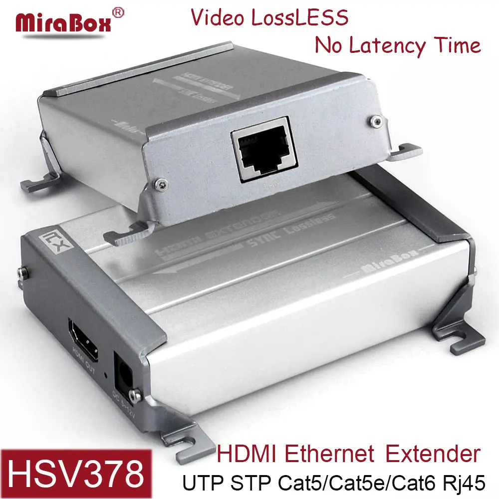 

MiraBox HDMI Extender Support 1080p Full HD Lossless No Delay Over Single cable cat5 cat6 rj45 HDMI Transmitter with POE
