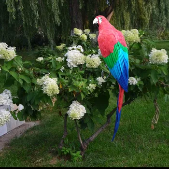 

real life Bird feathers parrot huge 100cm coloured red parrot home garden decoration party prop toy gift h1452