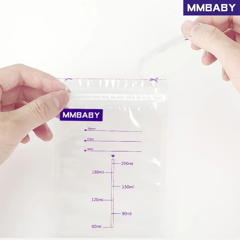 MMBABY 20 Pieces 200ml Milk Freezer Bags Mother Milk Baby Food Storage Breast Milk Storage Bag BPA Free Baby Safe Feeding Bags 