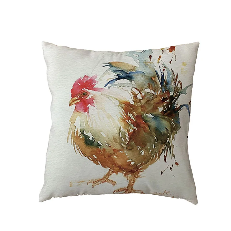 Винтажный белый чехол для подушки в акварельном стиле, разноцветный чехол для подушки с изображением цыпленка, цветка, букв, домашний диван, украшение в общежитии, праздничный подарок - Цвет: 10