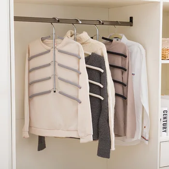 

Multilayer Fish Bone Shape Stainless Steel Clothing Storage Racks Clothes Hanger Storage Holder Wardrobe Laundry Drying Rack