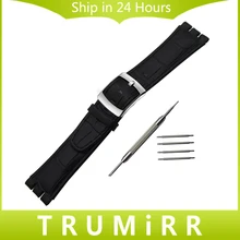 1:1 comme D’origine Véritable Bracelet En Cuir pour Swatch Hommes Femmes Montre Bracelet Bande Remplacement Ceinture Bracelet 17mm 19mm 20mm