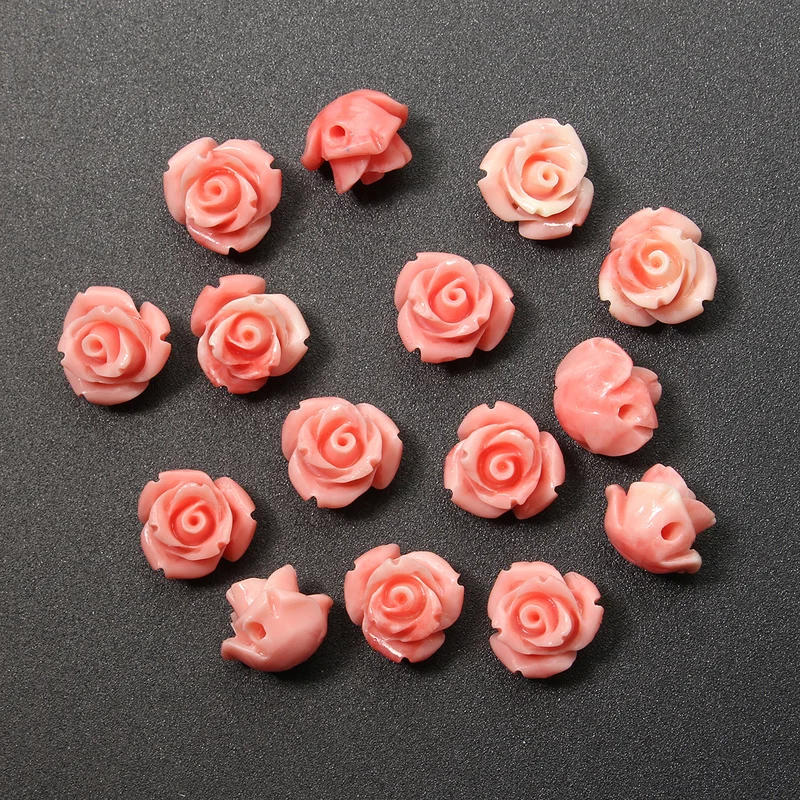 

15pcs/lot 10mm Pink Shell Carved Rose Flower Loose Beads Spacer Buddha Beads Gemstone Jewelry Making Craft DIY Accessories