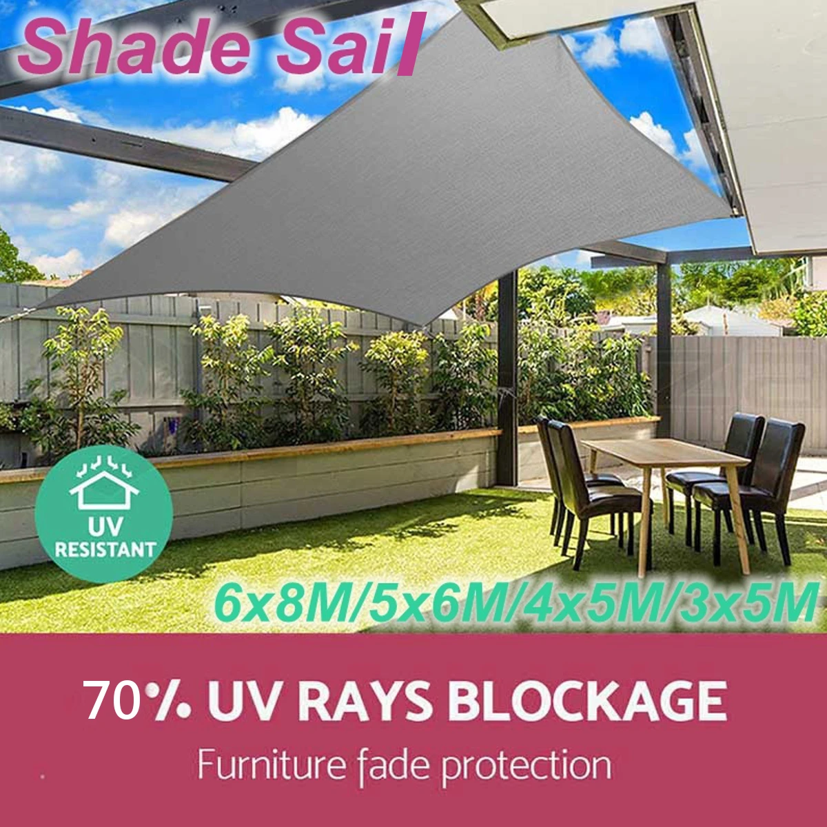 

3/4*5m 5*6m 6*8m 70% UV Protection Waterproof Sun Sunscreen Shade Sails Net Oxford Cloth Outdoor Canopies Yard Garden Encrypted