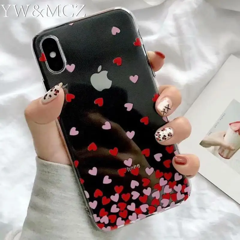 Transparent Pink Love Heart Case For Apple iPhone XS MAX XR X Cute