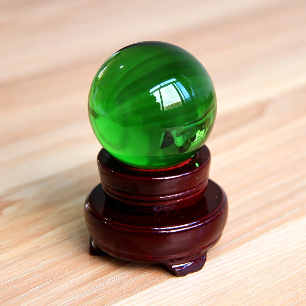 

Free Shipping Green Glass Feng Shui Sphere 50mm One Piece K9 Crystal Ball No/Crystal/Wooden Remove Stand For Home Decoration