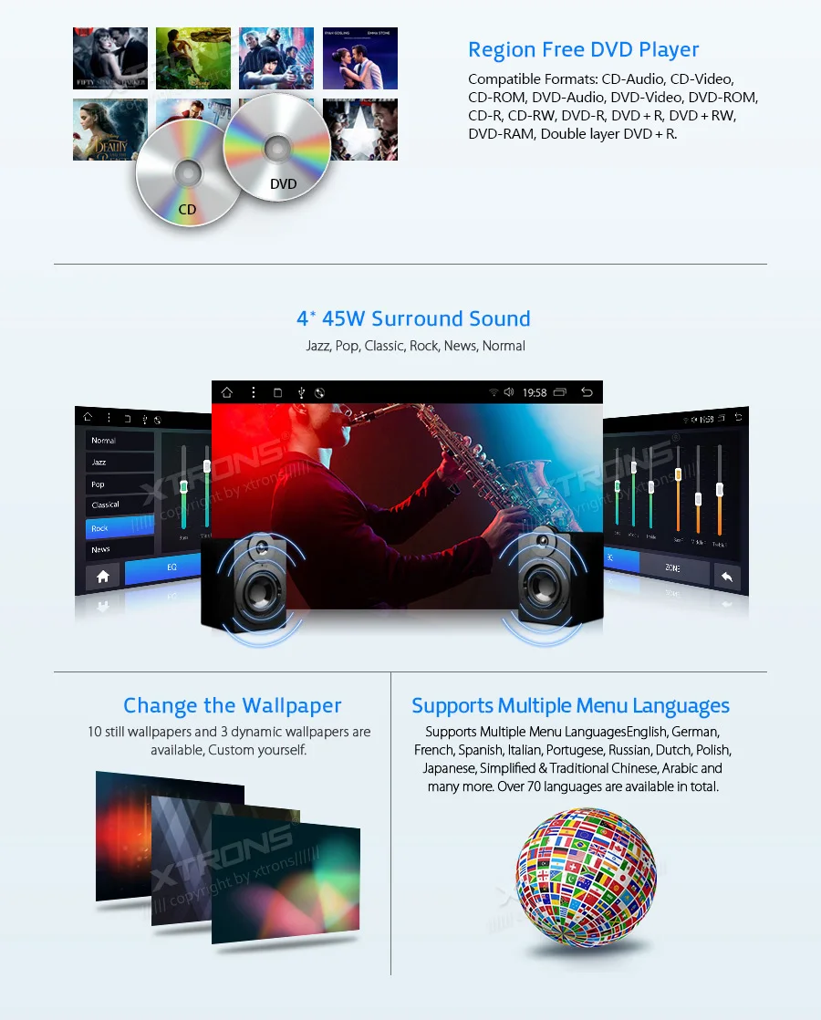 Clearance 10.1" Android 8.1 Oreo OS Double Din Car DVD Multimedia Two Din Car Navigation GPS 2 Din Car Radio with 2.5D Curved Screen 22