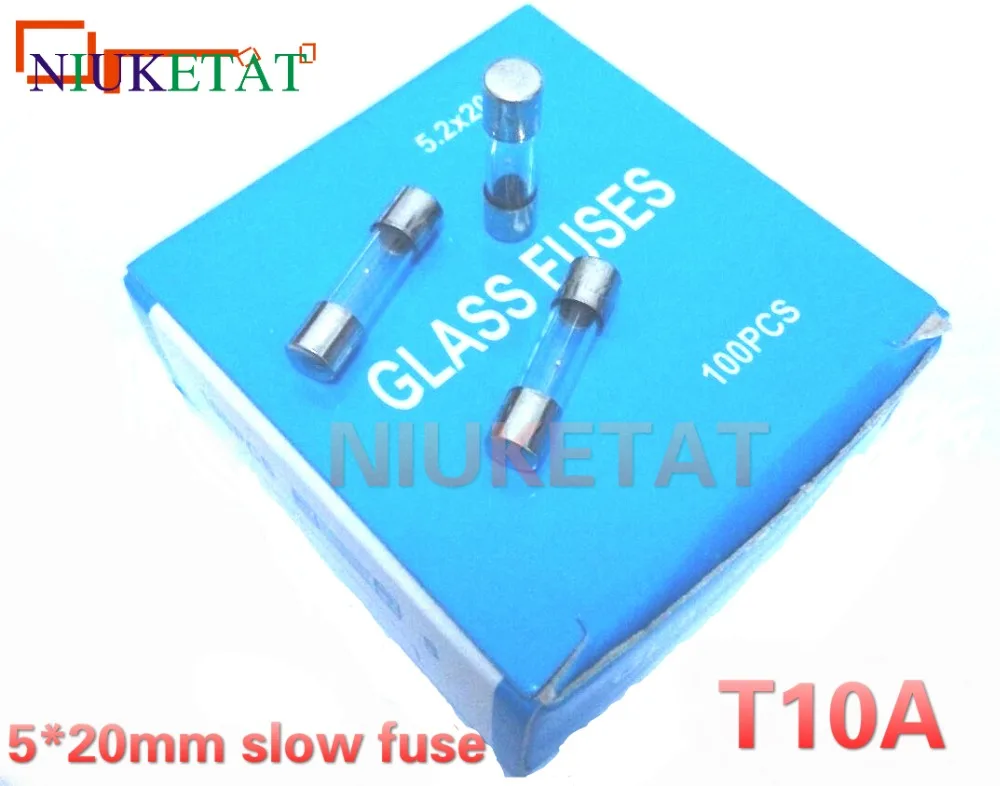 100pcs/box 5*20mm 10A 250V slow fuse 5*20 T10A 10000mA Glass Fuse 5mm*20mm New and original | Обустройство дома
