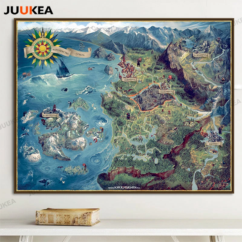 

The Map of Witcher 3 Wild Hunt Art Canvas Print Painting Poster Huge Size Hot Game Wall Pictures for Living Room Home Decoration