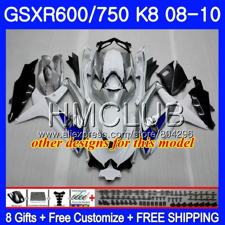Корпус для SUZUKI GSXR 600 GSXR 750 08 10 GSXR600 08 09 10 6HM. 0 GSX-R750 GSXR-600 K8 GSXR750 2008 2009 2010 обтекателя глянцевый черный
