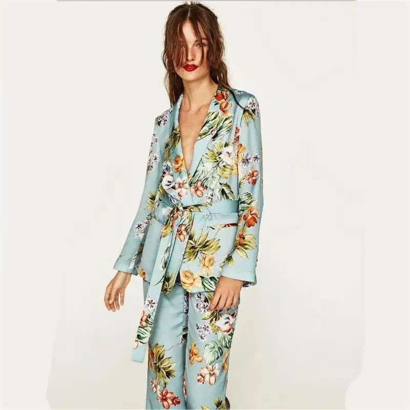 

High-quality suit female summer new European and American fashion elegant printing thin loose jacket belt Ms. thin section 001