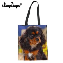 Noisydesigns Charles Spaniel модная сумка-тоут с принтом для женщин, роскошная сумка для покупок, многоразовые черные мягкие сумки для женщин