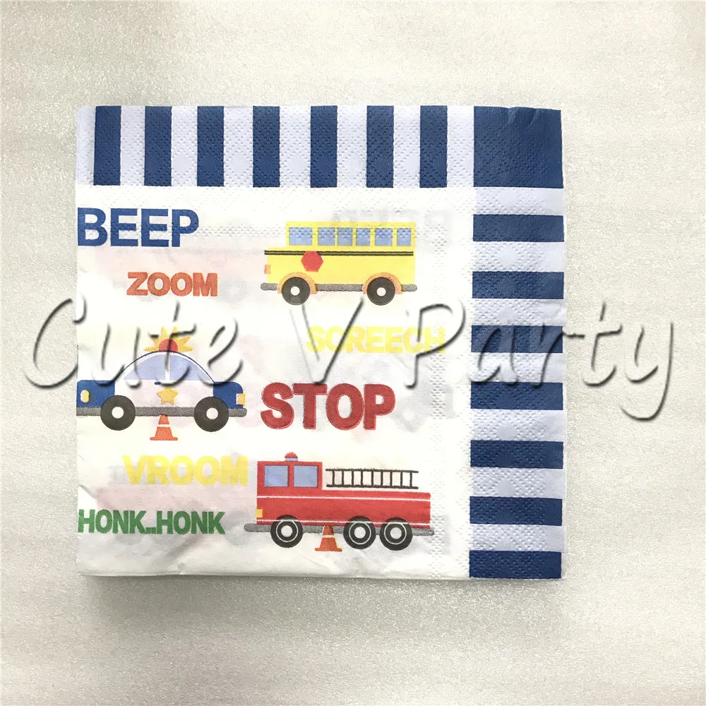 

20pcs/lot Creative Blue Cartoon Cars Theme Party Disposable Napkins Cars Print Napinks Baby Shower Party Supplies Decorations