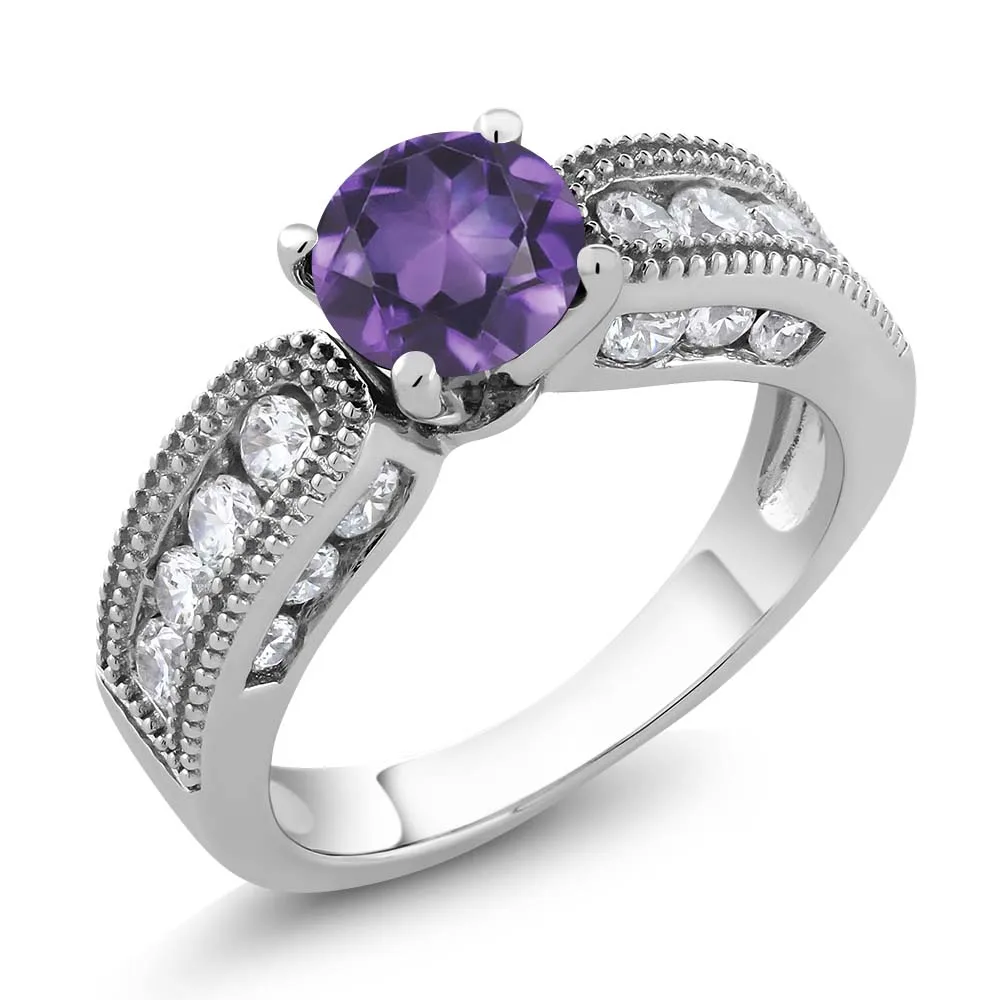 GemStoneKing винтажные 925 пробы серебряные ювелирные изделия 1,94 карат круглый натуральный фиолетовый Аметист обручальное кольцо для женщин