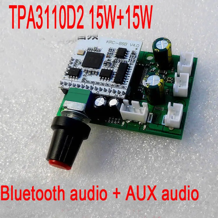 

TPA3110D2 Bluetooth Audio Amplifier 15W+15W HIFI digital active power amplifier board Stereo AUX FOR 12V CAR Speaker player