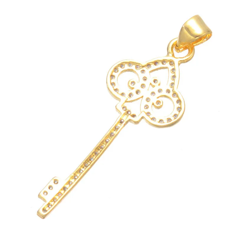 JINSE женский прекрасный длинный дизайн Роскошный AAA кубический цирконий микро проложить Ключ Подвески для ожерелья для женщин ожерелье