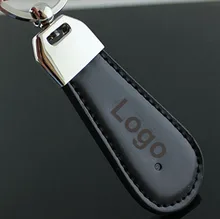 Waterdrop Shape Keychain Metal Faux Leather Brief Type Key Ring Male Alloy Circle Auto Car Emblem Key Chain for Jeep With Logo
