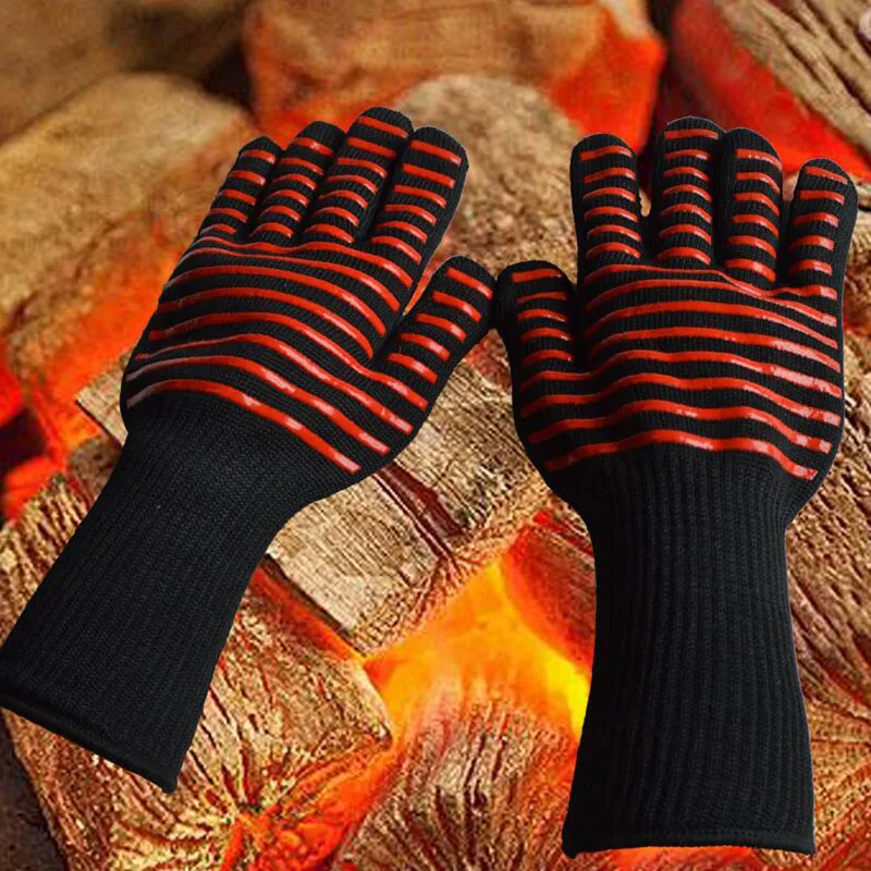 Extreme Heat Resistant Kitchen Barbecue Thick Silicon Oven Gloves BBQ