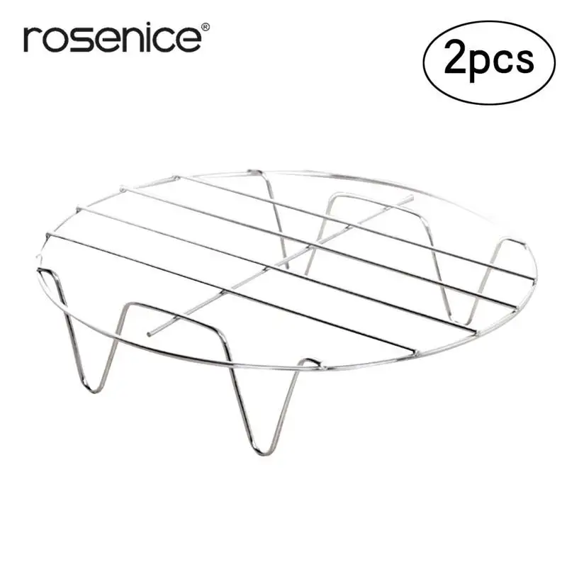 

2pcs Pot Steamer Kitchen Cookware Stainless Steel Silver Cooking Ware Round Steaming Rack Stand Kitchen Heating Supplies