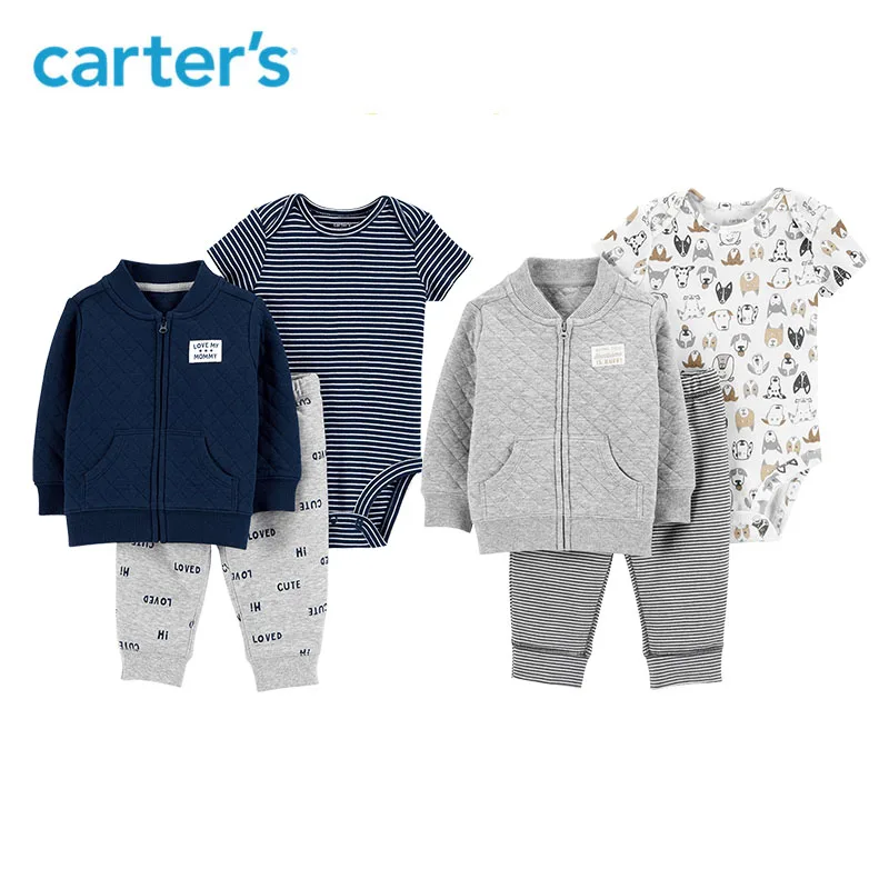 

Carters 3-Piece Baby boy clothes casual print jacket bodysuit long pants newborn baby clothing set 121I899/121I900