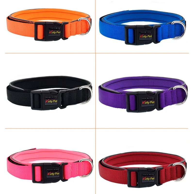 

Pet CollarReflective Dog Collar Nylon Night Safe Collars with foam Padded Metal Adjustable Buckle pet neck For Small Medium Larg