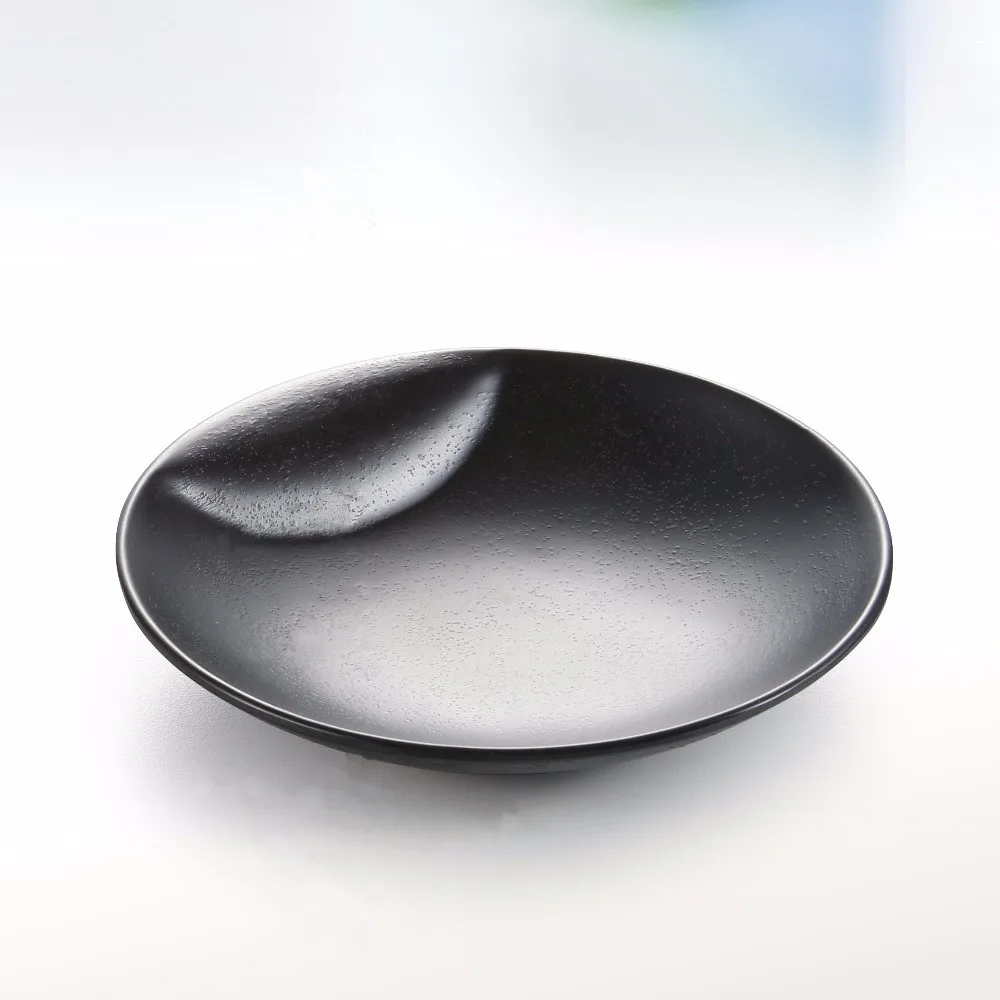 ANTOWALL-Quality-Scrub-Anti-broken-Melamine-flatware-Plate-Black-Matte-Round-Dish-Snack-Sushi-Cake-Fruit