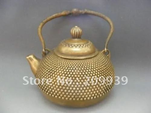 

brass Hand carved Nice hedgehog Teapot A0403