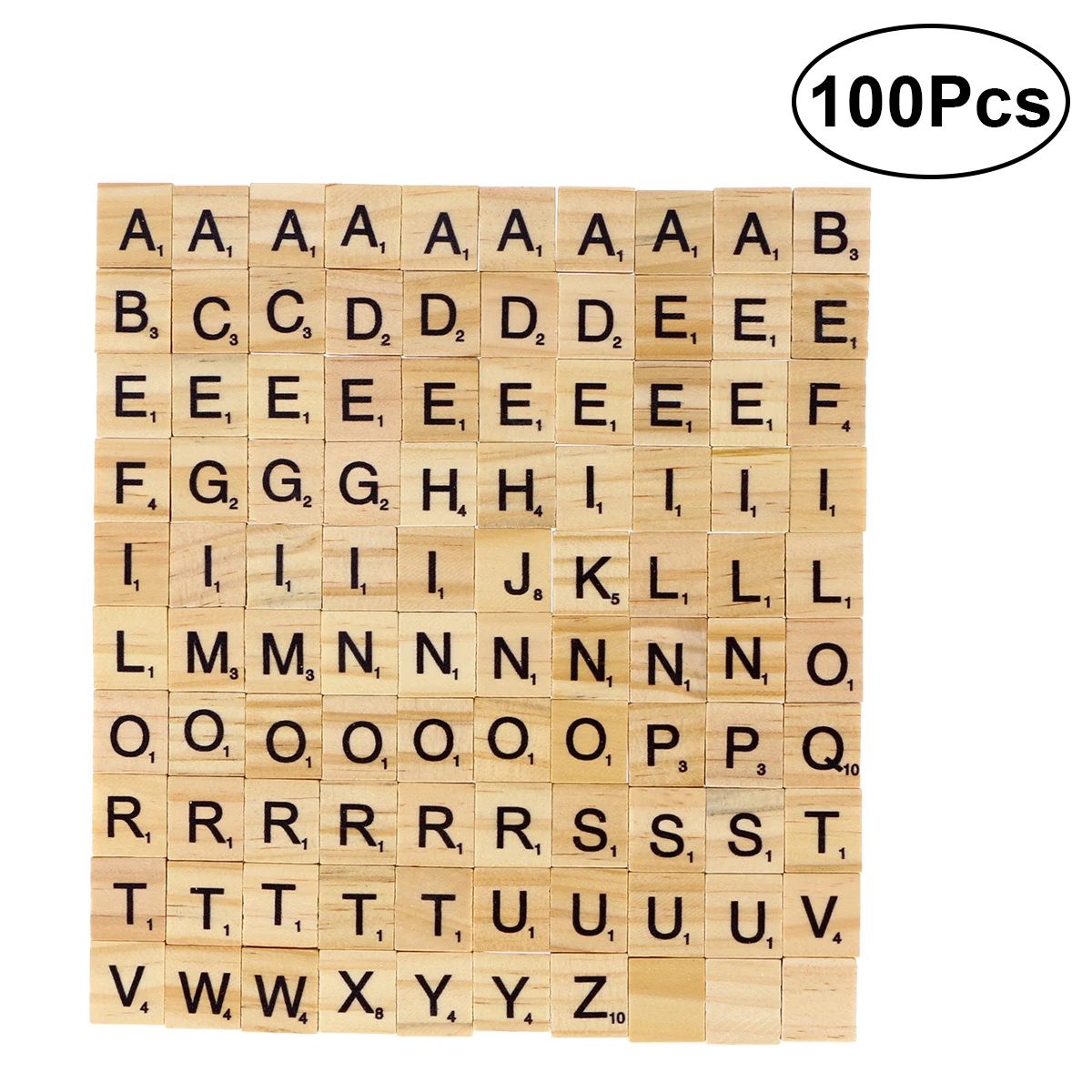 

100pcs DIY Wood Letters Letters Tiles Scrabble Letters Replacement Tiles Square Letter Tile Games for Spelling Scrapbooking