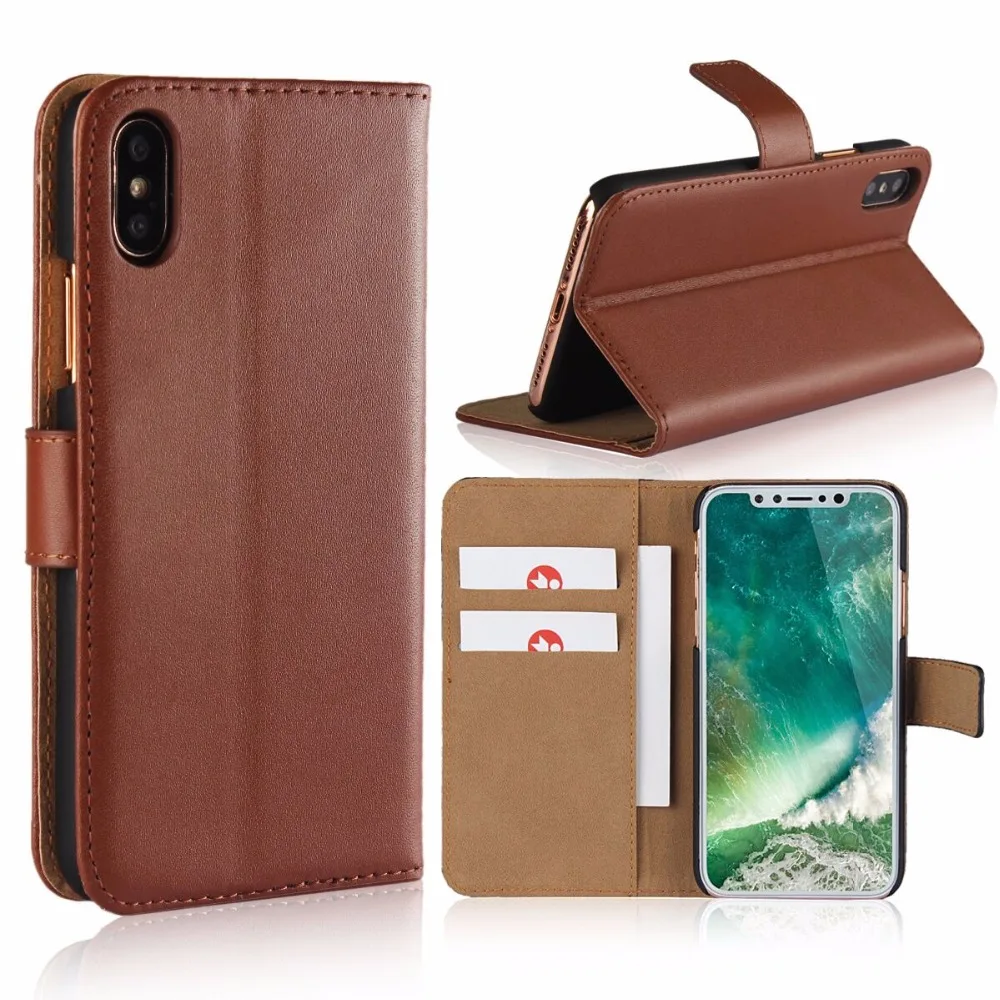 Genuine Leather Flip Case Cover For iphone X Case Flip Leather