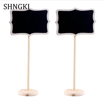 

5PCS Mini Wood Chalkboard Blackboard Wooden Place Card Holder Table Number for School Event Office Decoration