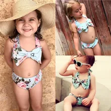Хит, детский купальник-бикини с цветочным рисунком для маленьких девочек, купальный костюм, купальный костюм, пляжная одежда