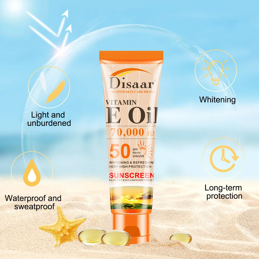 SPF50 Vitamin E Face Body Sunblock Foundation Whitening Sunscreen Cream Skin Protective Cream Oil-control Moisturizing Body Care