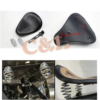

Black Flame PU Leather Contoured Solo Seat Chrome Bracket+3"Spring&Bracket For Suzuki Sportster Bobber Chopper Harley