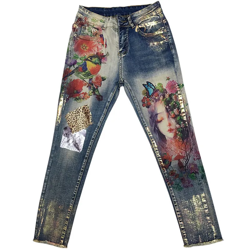 painted flowers on jeans