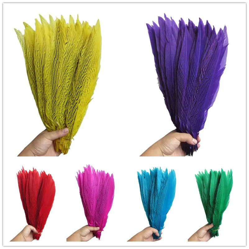 

10pcs Natural Silver Pheasant Tail Feathers White Pheasant Feathers For Crafts Wedding Costume silver chicken feathers Plumes