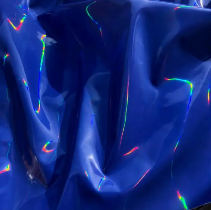 

Creative Waterproof Leather-like Blue Mirror Rainbow Seven-color Stripe Light Leather dance cloth diy textiles laser fabric C557