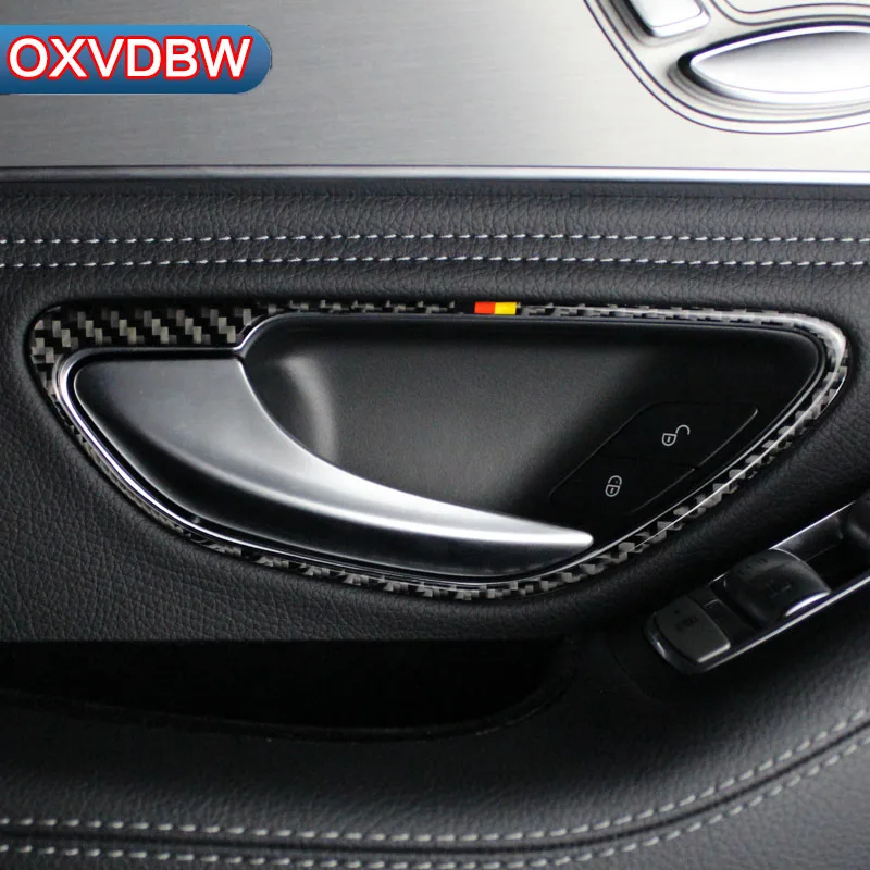 

Carbon Fiber Car Interior Door Handle frame Cover Trim Car Stickers For Mercedes C Class W205 C180 C200 GLC Accessories