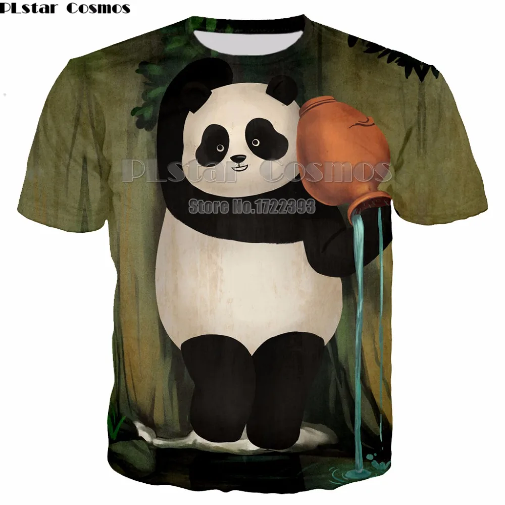 PLstar Космос летние футболки Для мужчин 3d принт милый мультфильм аниме панда футболка Для мужчин короткий рукав О-образным вырезом футболка Топы дропшиппинг