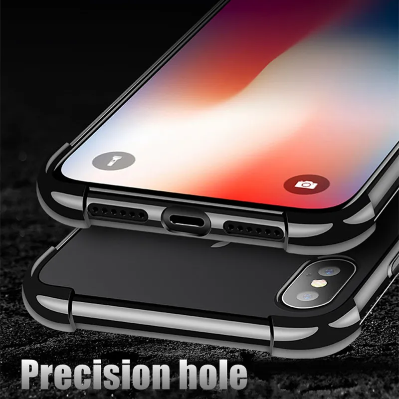 Shockproof 360 Degree Clear Protect Cover for iPhone x Case Soft TPU + Hard PC Plastic Cover For iPhone 6s 6 7 8 Plus xs xr Case