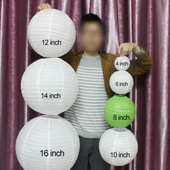 

10 Pieces 8" 10"12" 14" 16" White Pink Purple Light Blue Chinese Paper Lanterns Round Paper Ball Lamps Wedding Party Decor