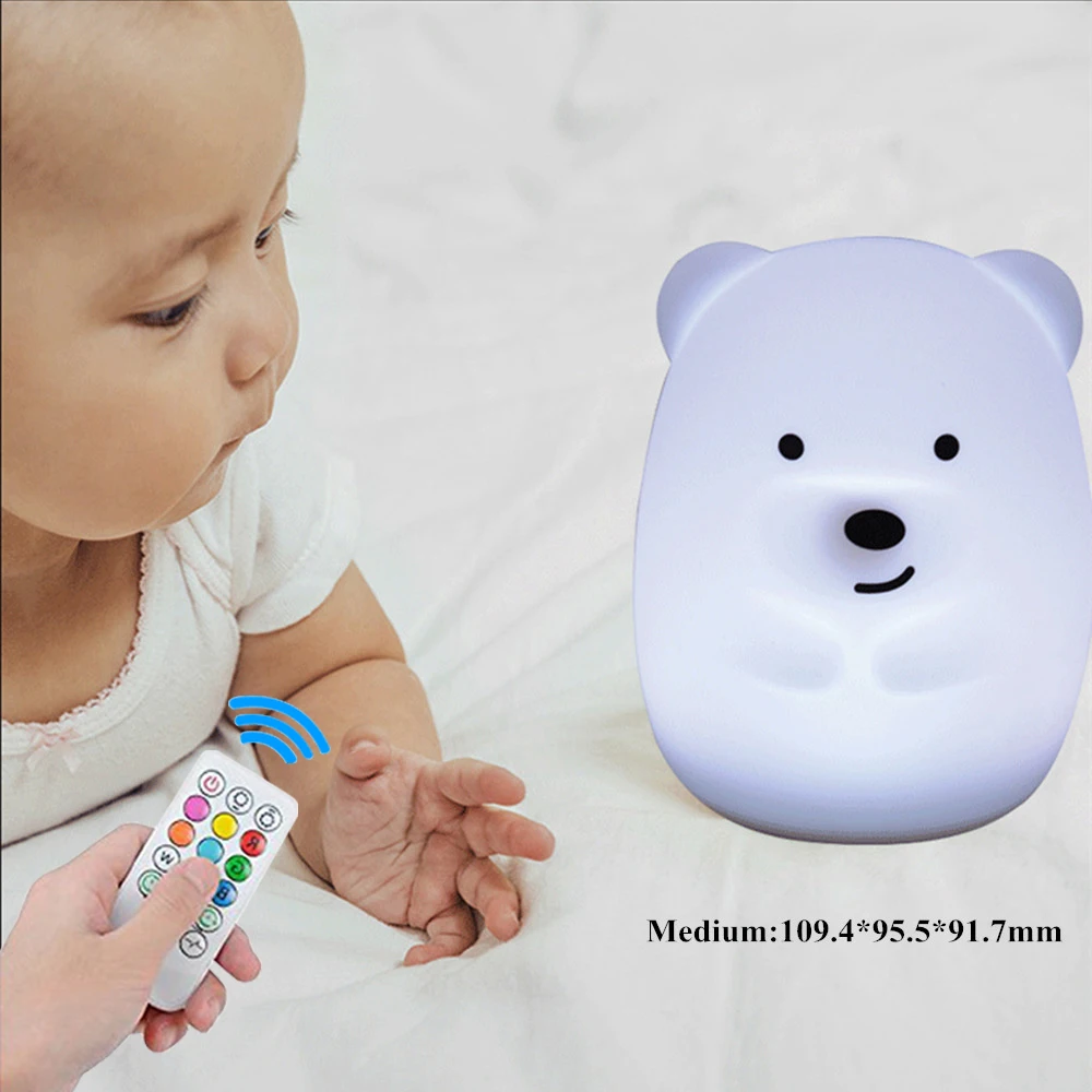  Bear Dog Monkey Fox LED Night Light Remote Control Timer Touch Sensor 9 Colors USB Charging Silicon - 32977326954
