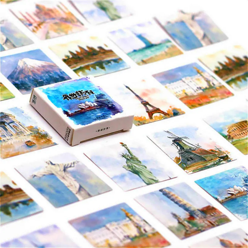 

Hot Sale 45pcs/set Travel Around Notebook Diary Drawing Painting Graffiti Cover Paper Memo Pad Office School Supplies Gift