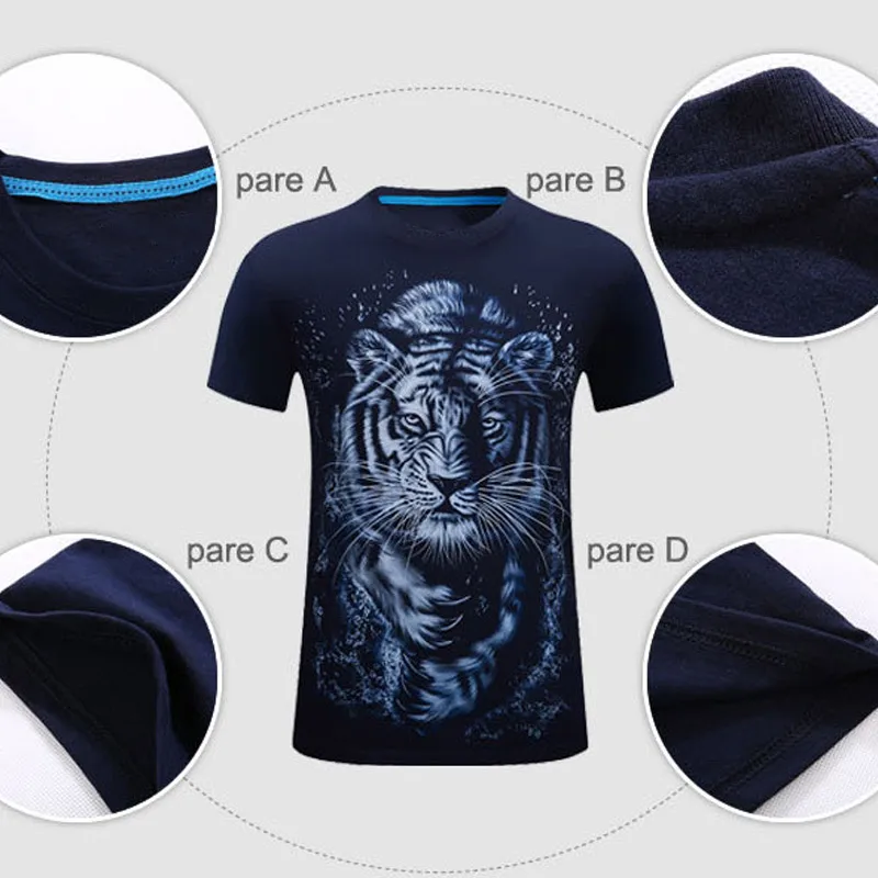 Горячая плюс размер 5XL 6XL Мужская 3D Футболка с принтом тигра хлопковая Футболка Повседневная футболка с короткими рукавами Топы HD88
