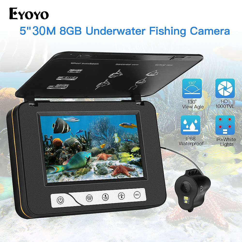 

Eyoyo 5" Underwater Fishing Camera 30M 1000TVL Fish Finder camera peche Video Monitor kamera podwodna deeper fishfinder olta kam