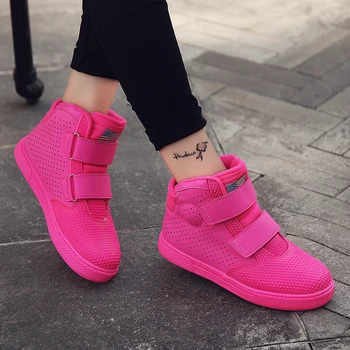 

Nice Lady Hool&Loop Isable Ankle Boots Rose White Shoes Women Casual Shoes Breathable Height Increased Shoes