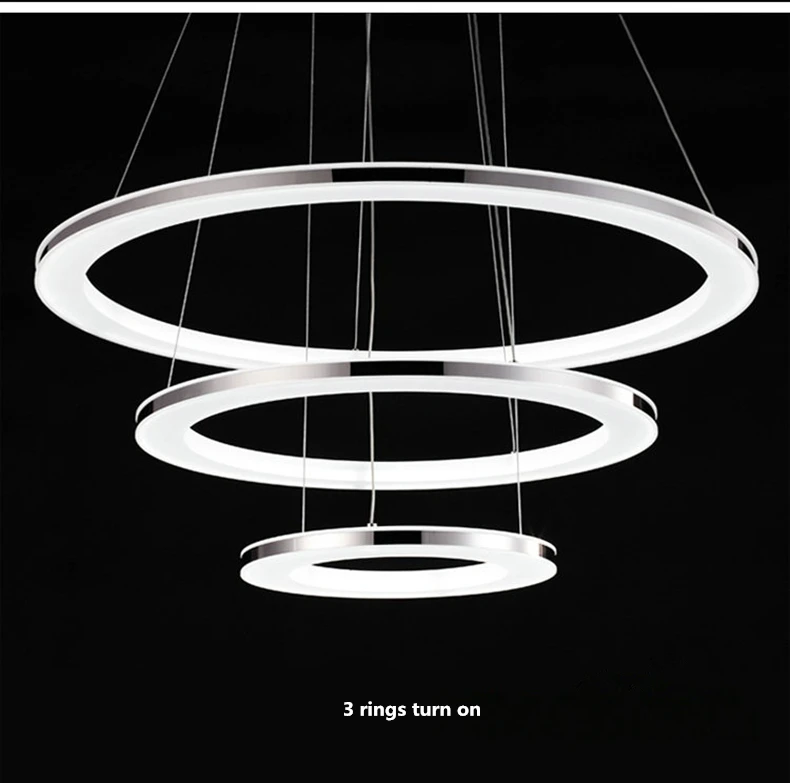 Современный минимализм, алюминиевое акриловое кольцо, светодиодная люстра с дистанционным управлением, диммируемая светодиодная подвесная люстра для фойе