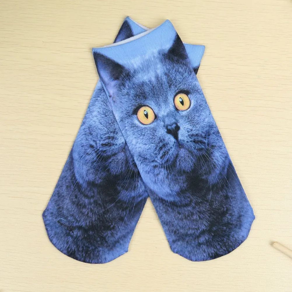 2019 Модные женские носки 3D принты носки повседневные унисекс рождественские носки кошка Meias женские забавные Низкие лодыжки женские